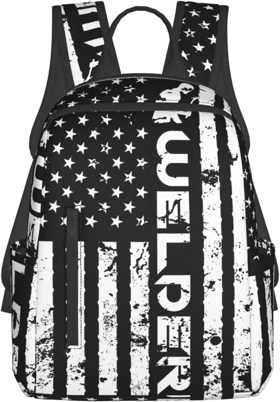 Welding Fabricator Welder Worker American Flag Casual Backpacks Laptop Backpack Outdoor Travel Rucksack Sport Carry-On Daypack Lightweight Bag with Multi-Pockets