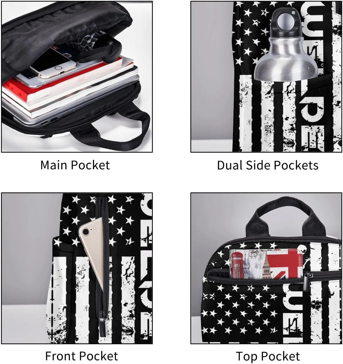Welding Fabricator Welder Worker American Flag Casual Backpacks Laptop Backpack Outdoor Travel Rucksack Sport Carry-On Daypack Lightweight Bag with Multi-Pockets