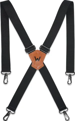 WELKINLAND 1.5Inch Black Suspenders, Heavy Duty Work Suspenders Men, Comfortable Black Suspender Men Belt Loop, Sturdy Suspender Jeans Hooks
