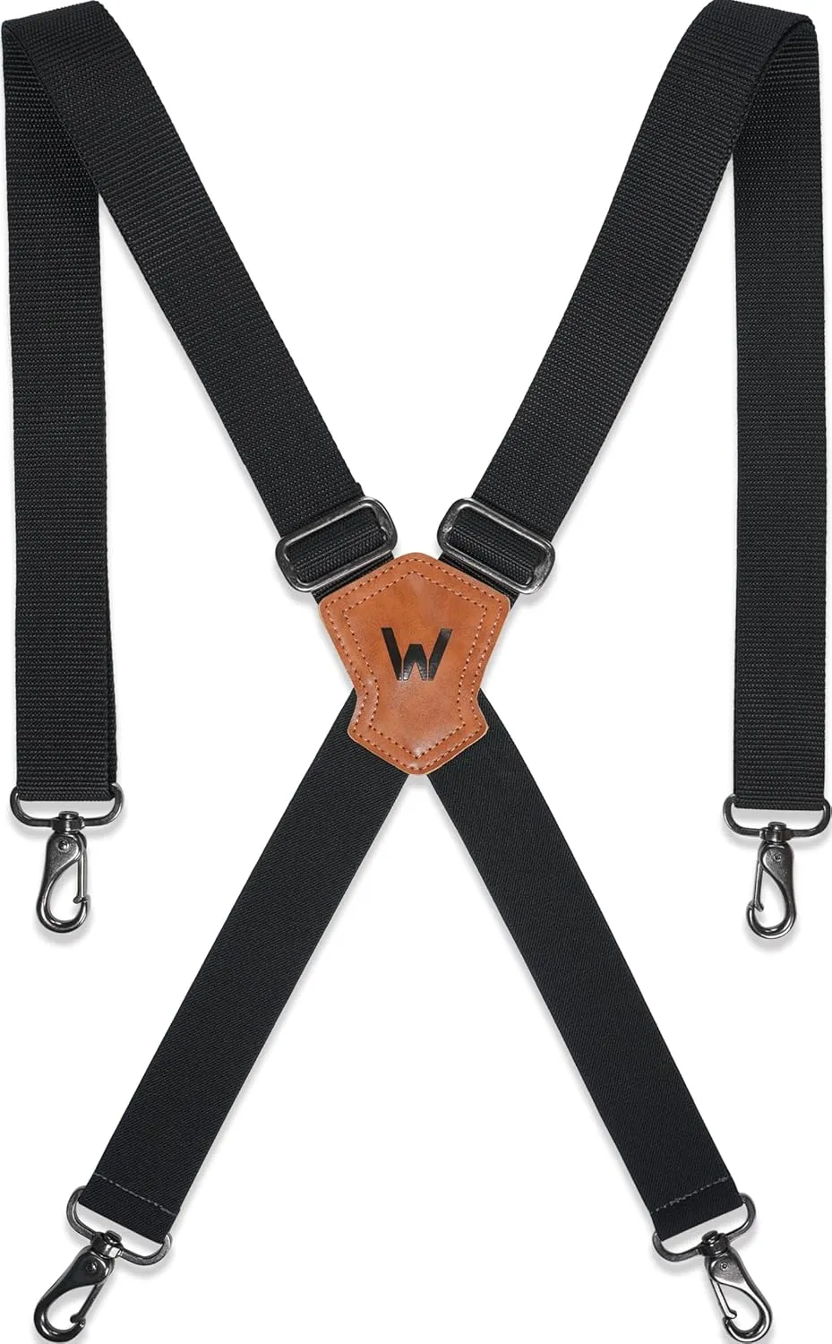 WELKINLAND 1.5Inch Black Suspenders, Heavy Duty Work Suspenders Men, Comfortable Black Suspender Men Belt Loop, Sturdy Suspender Jeans Hooks