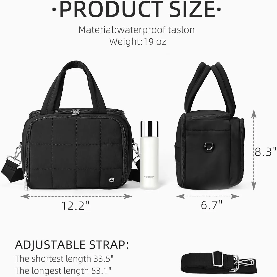 WESTBRONCO Toiletry Bag for Women with Jewelry Organizer, Lightweight Large Travel Cosmetic Bags, Puffy Quilted Makeup Bag Organizer for Accessories, Essentials, Cosmetics, Toiletries