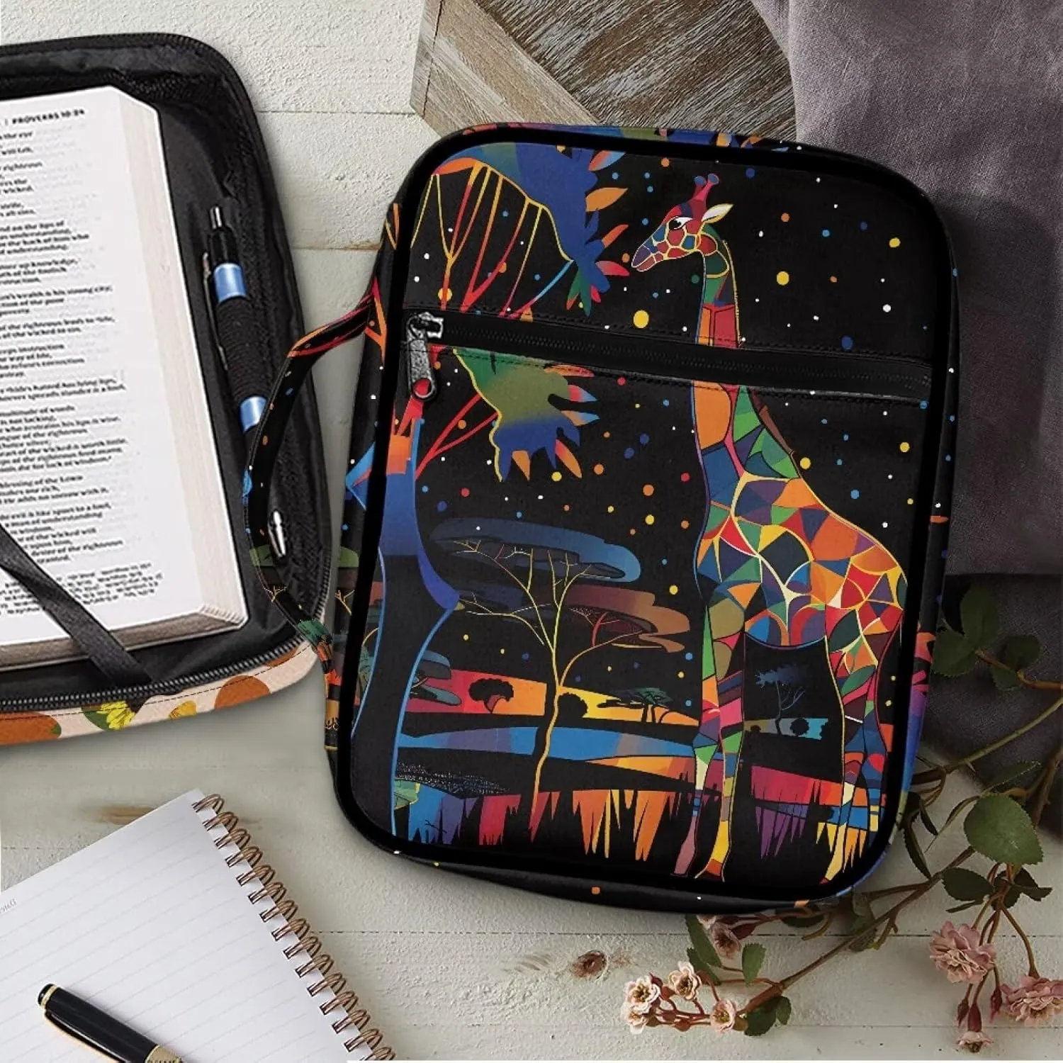Western Bible Case Book Cover Protector Bible Covers for Women Men with Pockets Bible Accessories Women Men