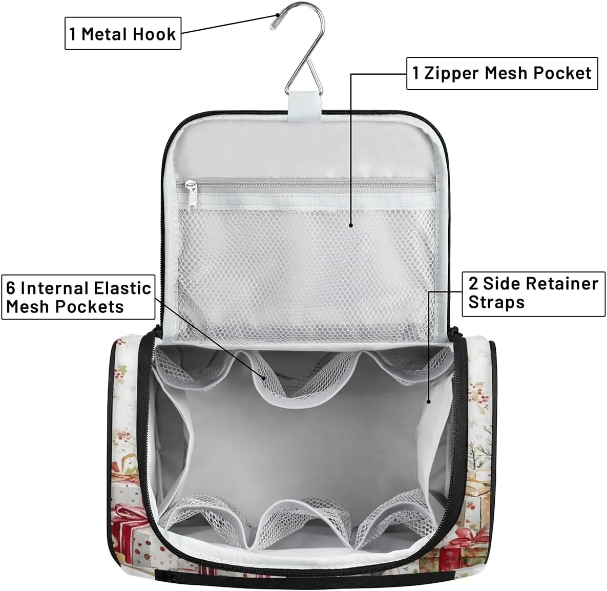 Western Cow Travel Toiletry Bag for Women Large Capacity Wide-open Makeup Organizer Cosmetic Travel Bags for Toiletries, Highland Cow