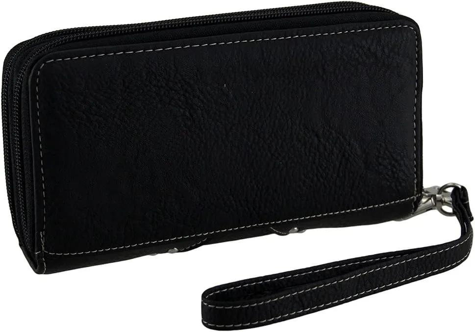 Western Embroidered Concealed Carry Purse/Wallet Set w/Rhinestone Cross