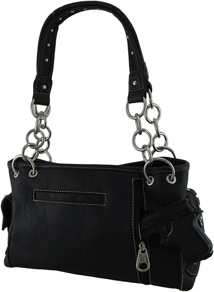 Western Embroidered Concealed Carry Purse/Wallet Set w/Rhinestone Cross
