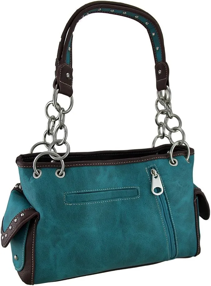 Western Embroidered Concealed Carry Purse/Wallet Set w/Rhinestone Cross