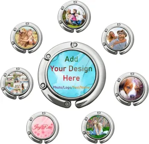 WhYaTT Custom Purse Hook Personalized Photo Logo Text Foldable Handbag Hangers Customized Handbag Storage Folding Decor Table Bag Hanger Holder Hook Gift for Women Mother Girlfriend