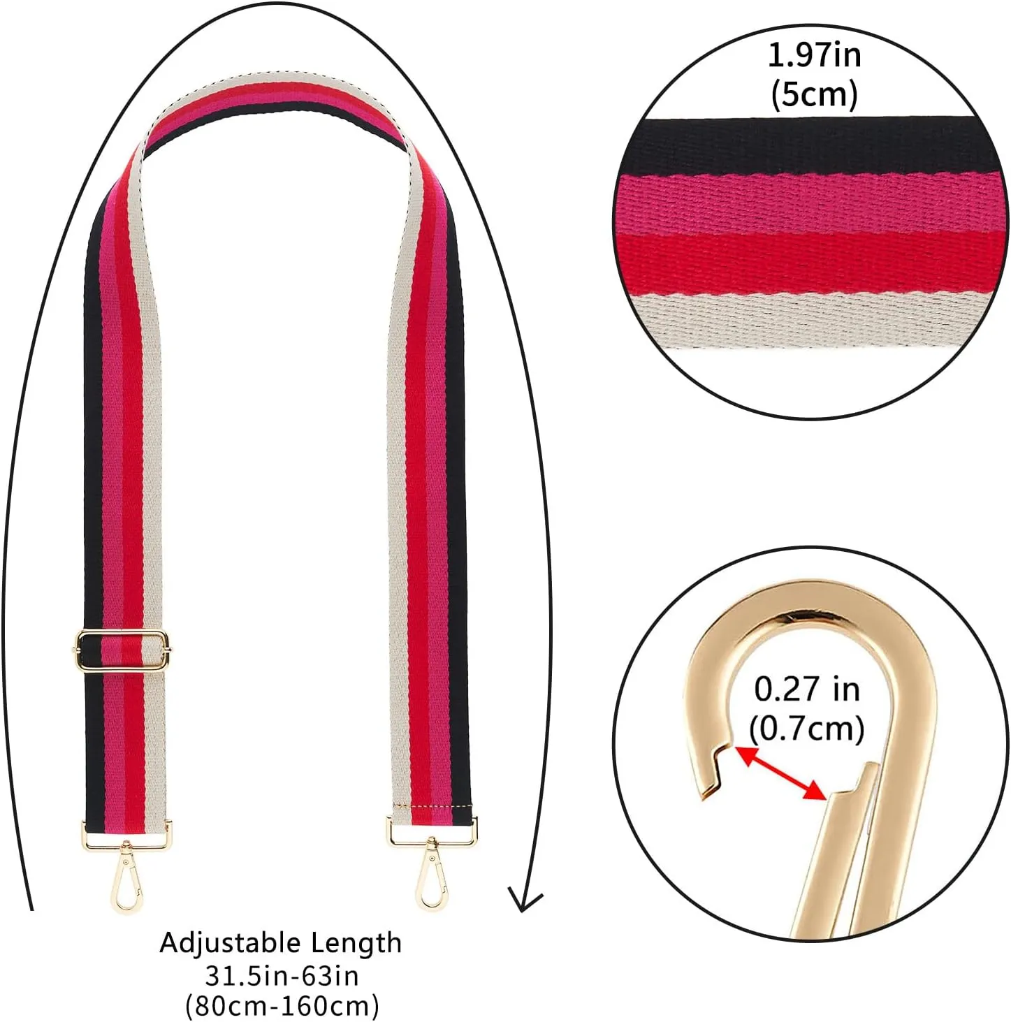 Wide Purse Straps Replacement Adjustable Crossbody Gold Hardware Canvas Shoulder Strap For Women