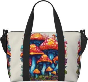 Wild Fungus Zippered Tote Bags For Women,Duffle Bag For Men,Spacious Travel Bag For Weekend Getaways