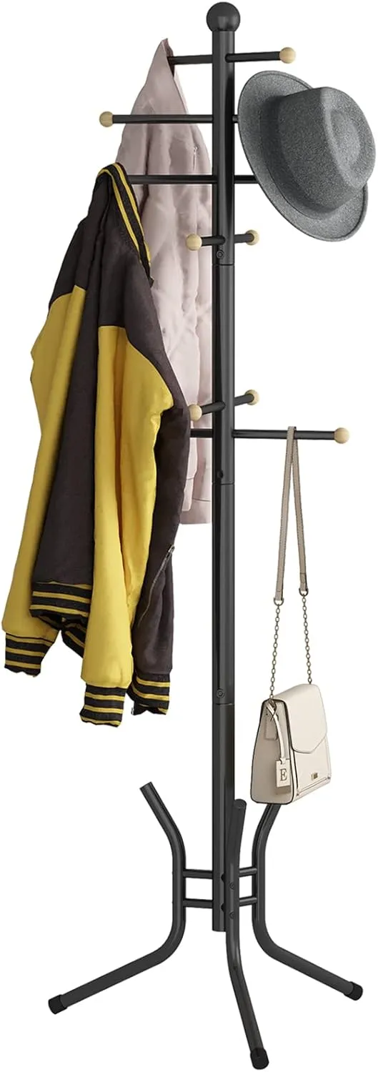 Wisdom Star Coat Racks Freestanding, 12 Hooks Coat Tree Freestanding Used in the Bedroom Living Room Office, Coat Hanger Stand Coat Rack Stand Can be Hang Clothes, Hats, Bags, Black