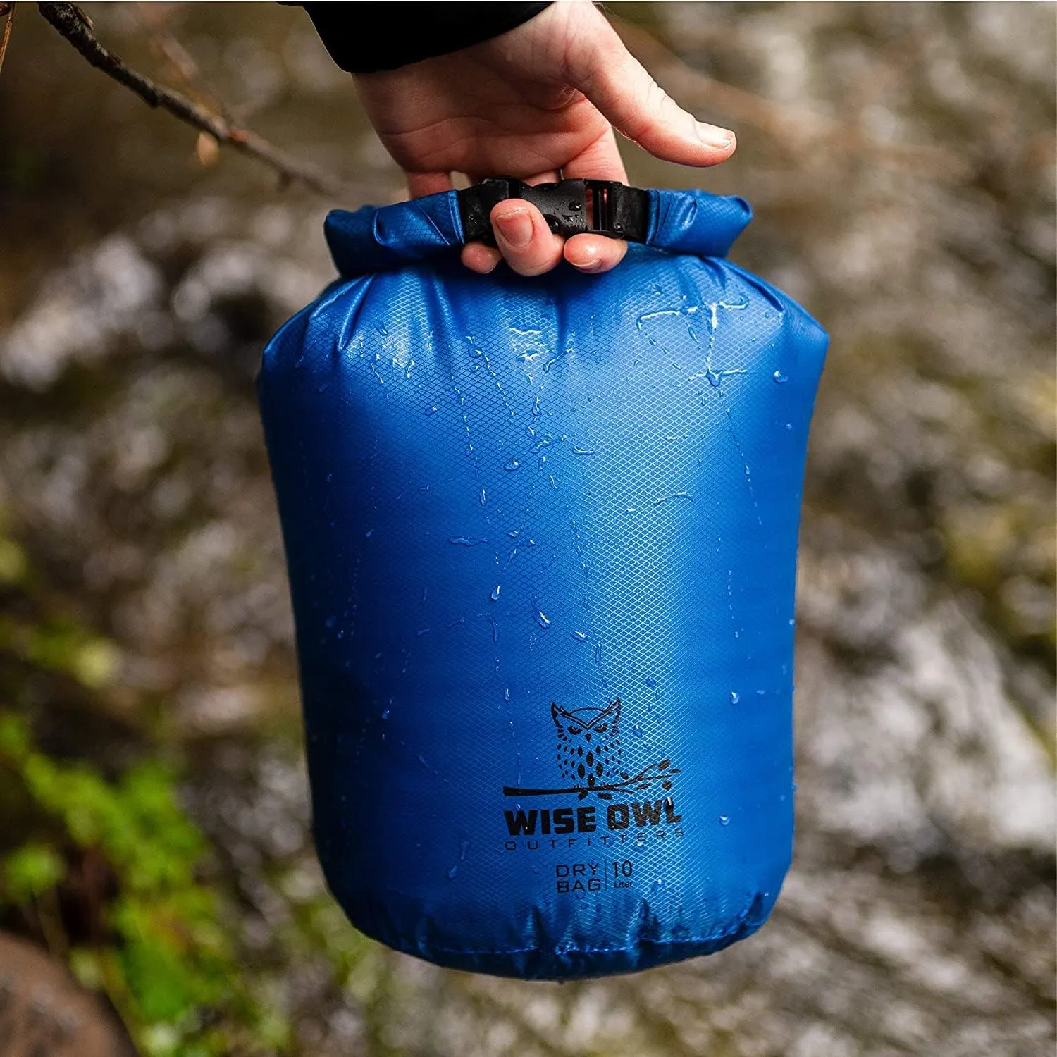 Wise Owl Outfitters Waterproof Dry Bag - Fully Submersible 1pk or 3pk Ultra Lightweight Airtight Waterproof Bags - 5L, 10L and 20L Sizes - Diamond Ripstop Roll Top Drybags