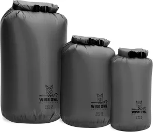 Wise Owl Outfitters Waterproof Dry Bag - Fully Submersible Ultra Lightweight Airtight Bags - 1pk or 3pk, 5L, 10L & 20L Sizes - Diamond Ripstop Roll Top Drybags for Camping, Kayaking & Backpacking