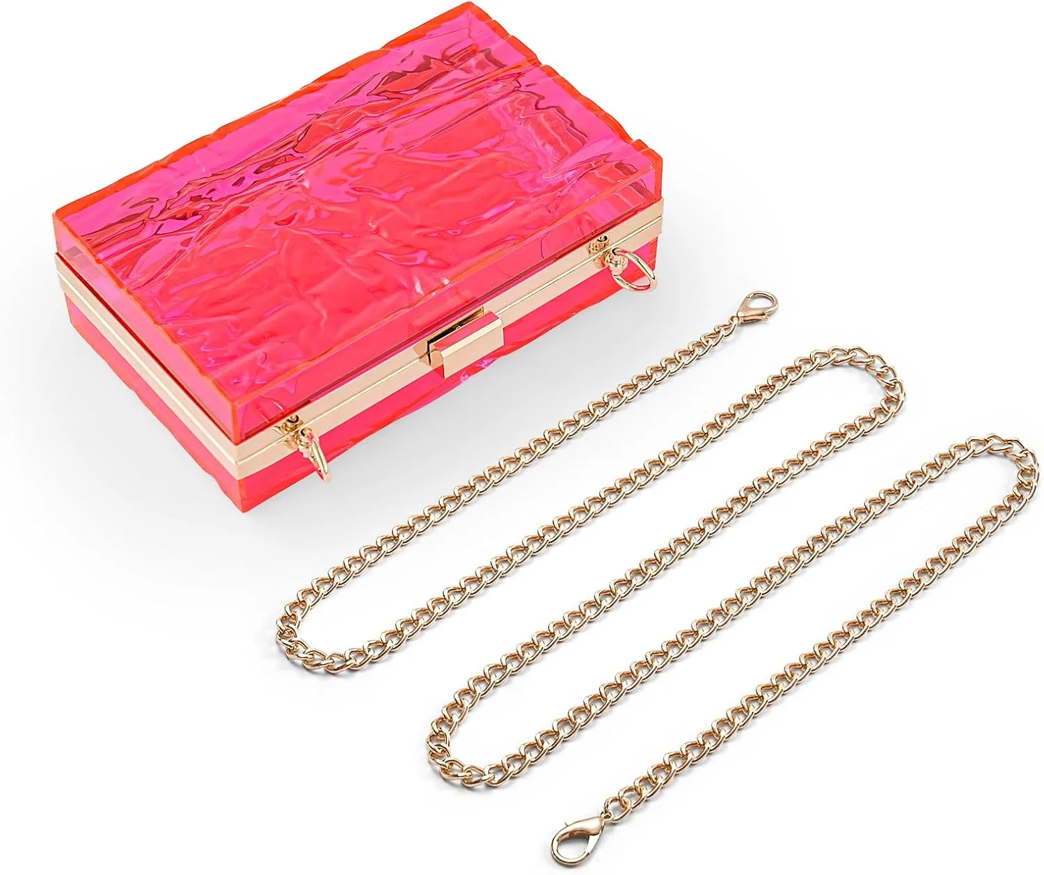WJCD Womens Clear Purse Acrylic Evening Bags clear clutch purse Ripple Shaped Vintage Banquet Handbag