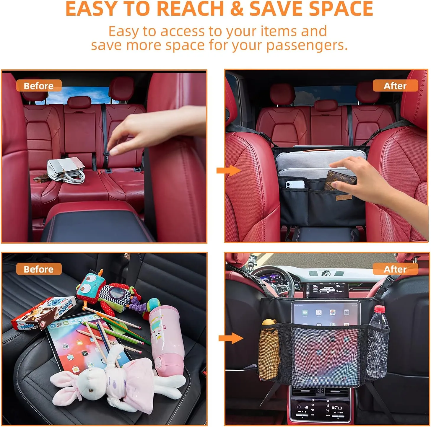 WLLWOO WLLWOO Car Net Pocket Handbag Holder Between Seats Back Storage Organizer Purse Holder for Console Front Seat Storage Barrier