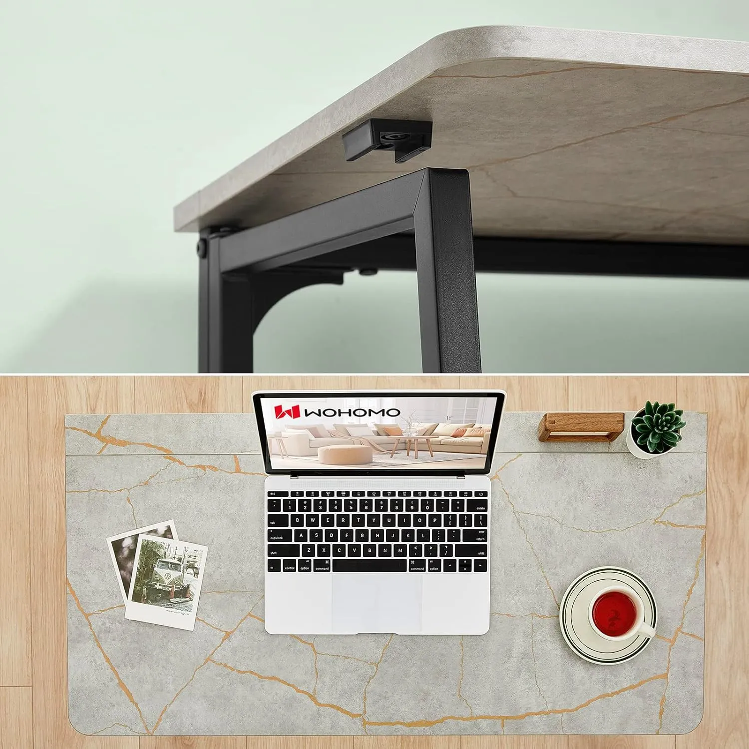 WOHOMO Small Foldable Computer Desk Writing Study Desk Easy Assembly Space-Saving Foldable Laptop Table Writing Workstation for Home Office,Grey
