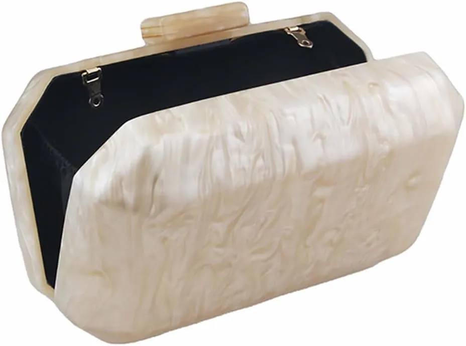 Women Acrylic Marble Handbag Shoulder Bag for Formal, Wedding, Party