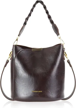 Women Bucket Bag,PU Leather Bucket Purse Creativity Snap Handbag Purse with Removable Strap for Work Dating
