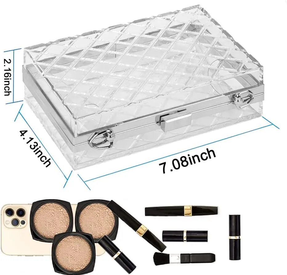 Women Clear Purse, Acrylic Evening Clutch Bag, Shoulder Handbag With Removable Gold Chain Strap