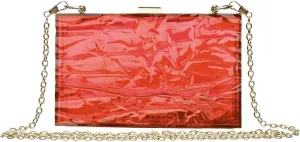 Women Clear Purse, Acrylic Evening Clutch Bag, Shoulder Handbag With Removable Gold Chain Strap