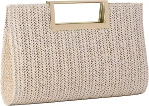 Women Clutch Top Handbags Straw Raffia Bag Purse Woven Tote CrossBag for Women Beach Summer Travel