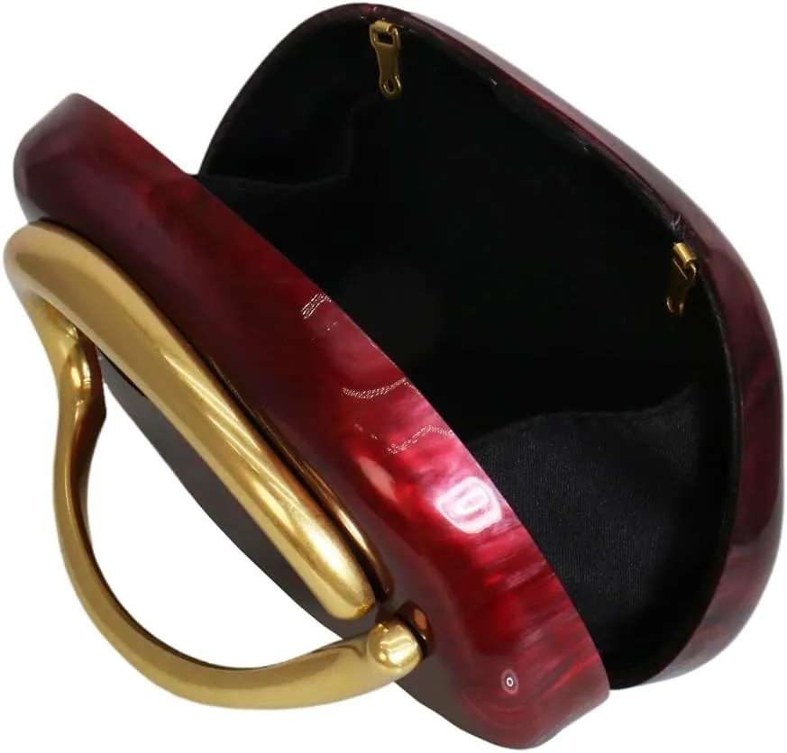 Women Evening Clutch Purse Metal Handle Acrylic Purse Unique Shoulder Bag Causal Handbags for Bride Party Wedding