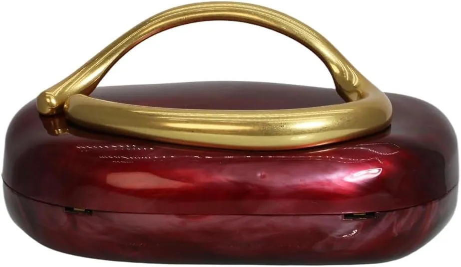 Women Evening Clutch Purse Metal Handle Acrylic Purse Unique Shoulder Bag Causal Handbags for Bride Party Wedding