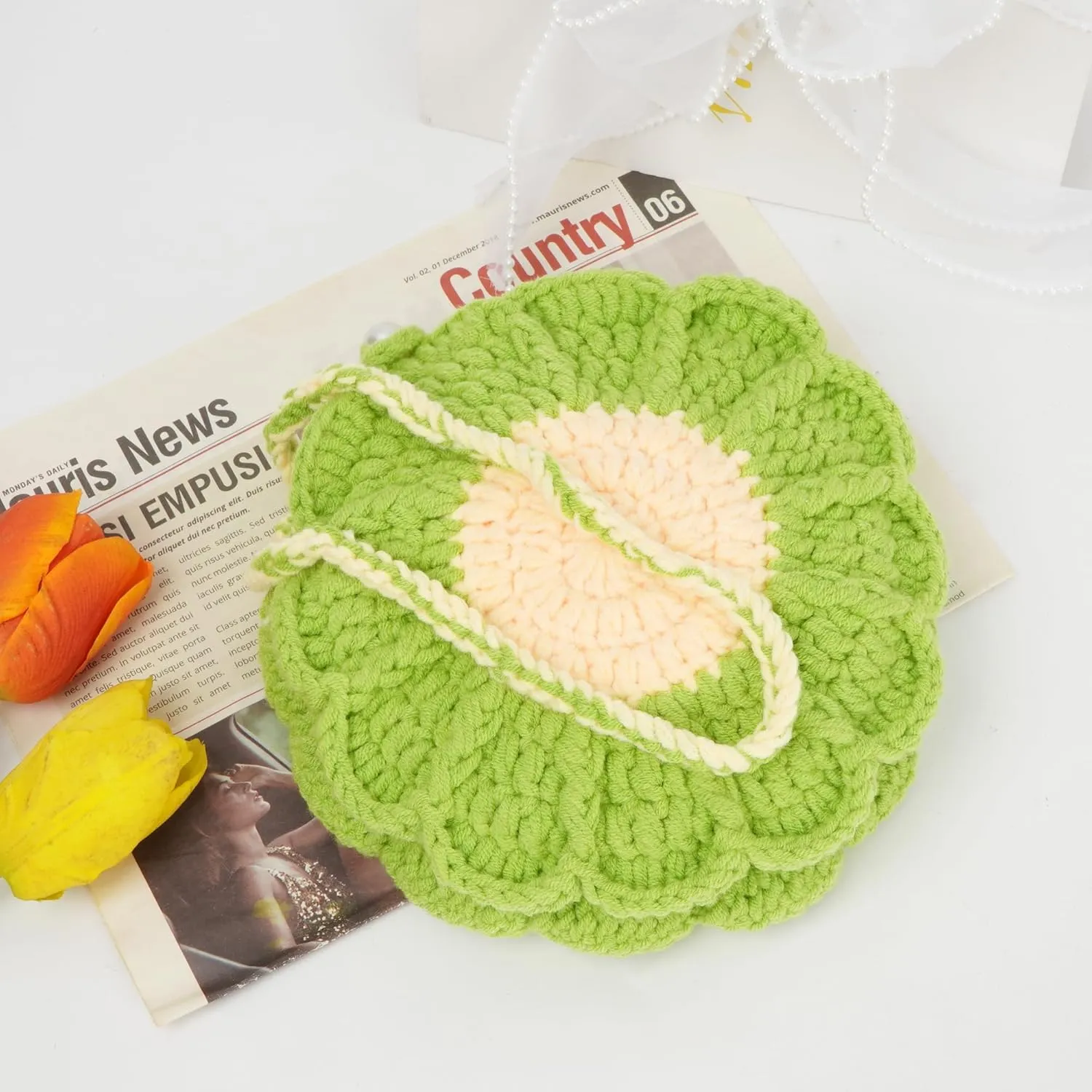 Women Girls Mini Flower Cotton Crochet Crossbody Shoulder Bag Handbag Purse
