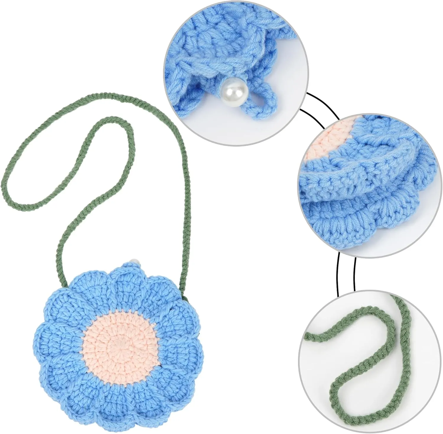 Women Girls Mini Flower Cotton Crochet Crossbody Shoulder Bag Handbag Purse