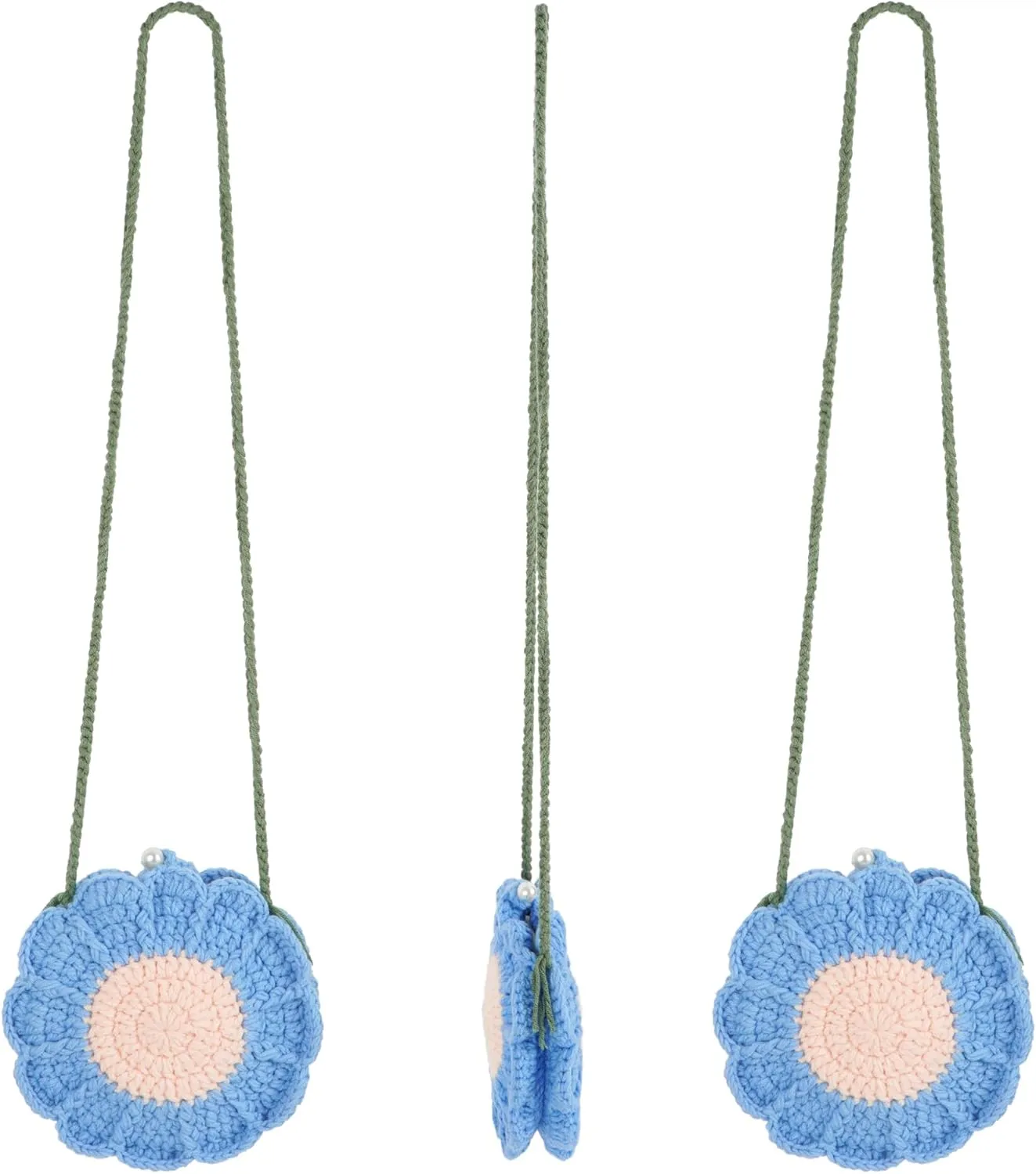 Women Girls Mini Flower Cotton Crochet Crossbody Shoulder Bag Handbag Purse