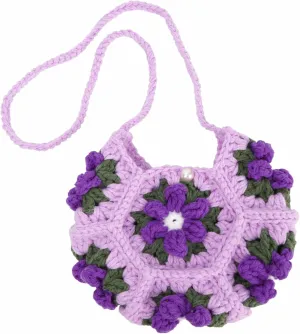 Women Girls Mini Flower Woolen yarn Crochet Crossbody Shoulder Bag Purse