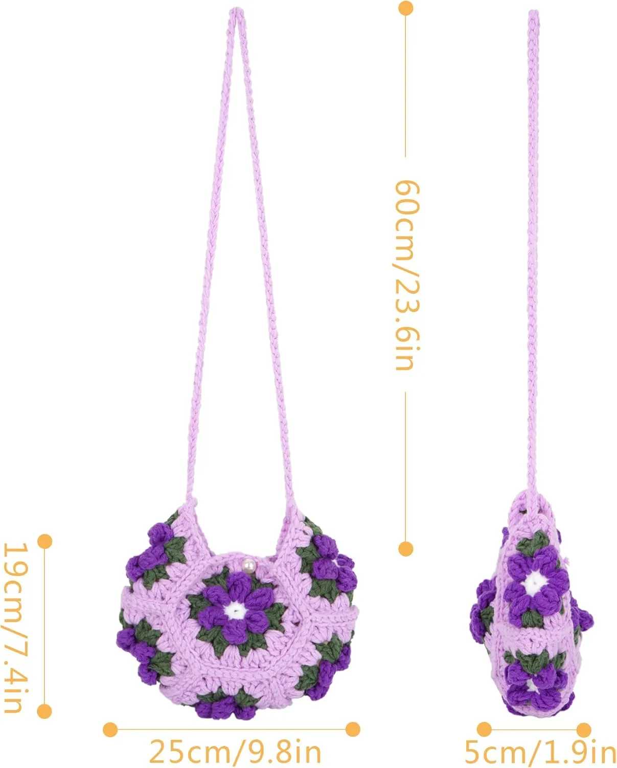 Women Girls Mini Flower Woolen yarn Crochet Crossbody Shoulder Bag Purse