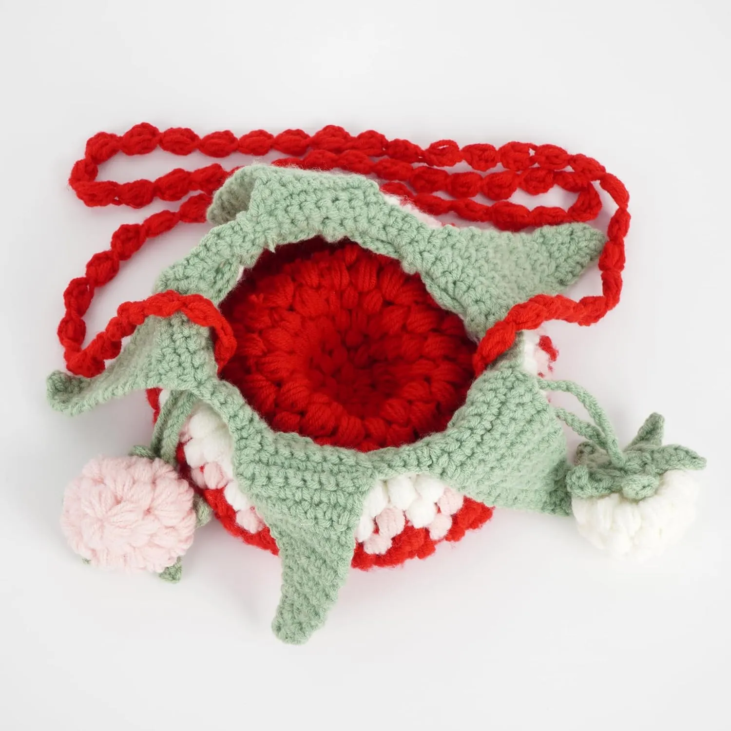 Women Girls Mini Fruit Knitting yarn Crochet Crossbody Shoulder Bag Coin Purse