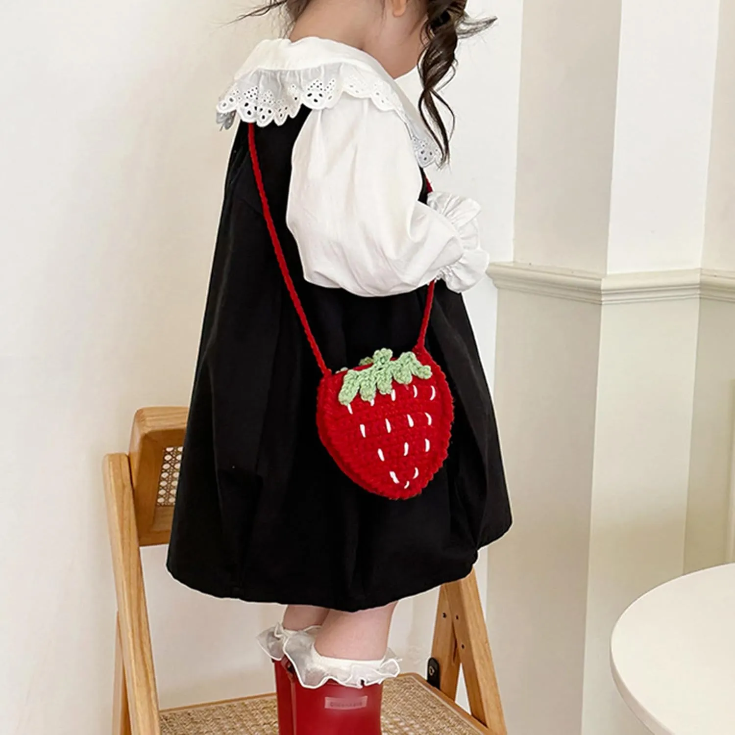 Women Girls Mini Fruit Knitting yarn Crochet Crossbody Shoulder Bag Coin Purse