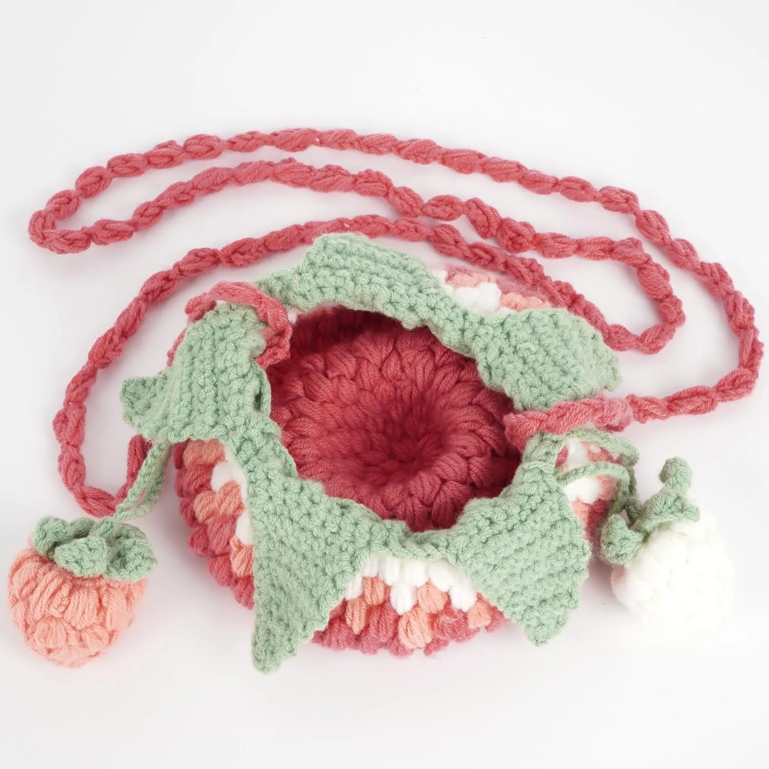 Women Girls Mini Fruit Knitting yarn Crochet Crossbody Shoulder Bag Coin Purse