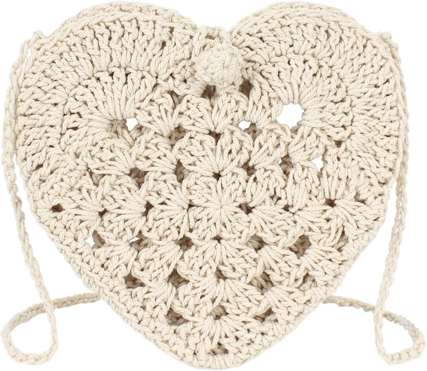 Women Girls Mini Heart Shape Cotton thread Crochet Crossbody Shoulder Bag Handbag Purse