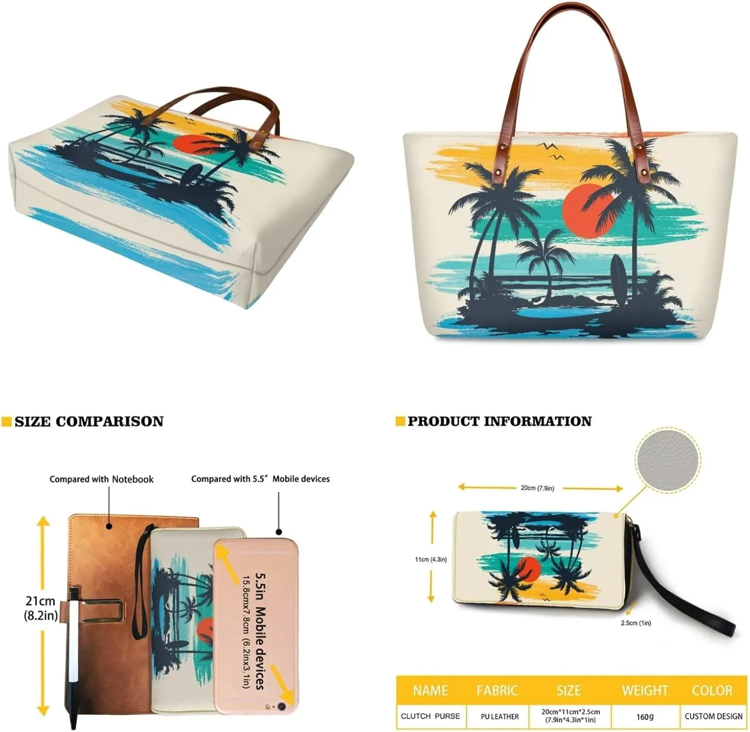 Women Handbags Wallet Tote Bag Shoulder Bag Top Handle Satchel Purse Set 2pcs