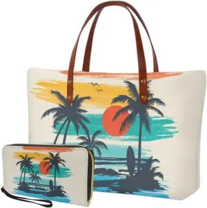 Women Handbags Wallet Tote Bag Shoulder Bag Top Handle Satchel Purse Set 2pcs