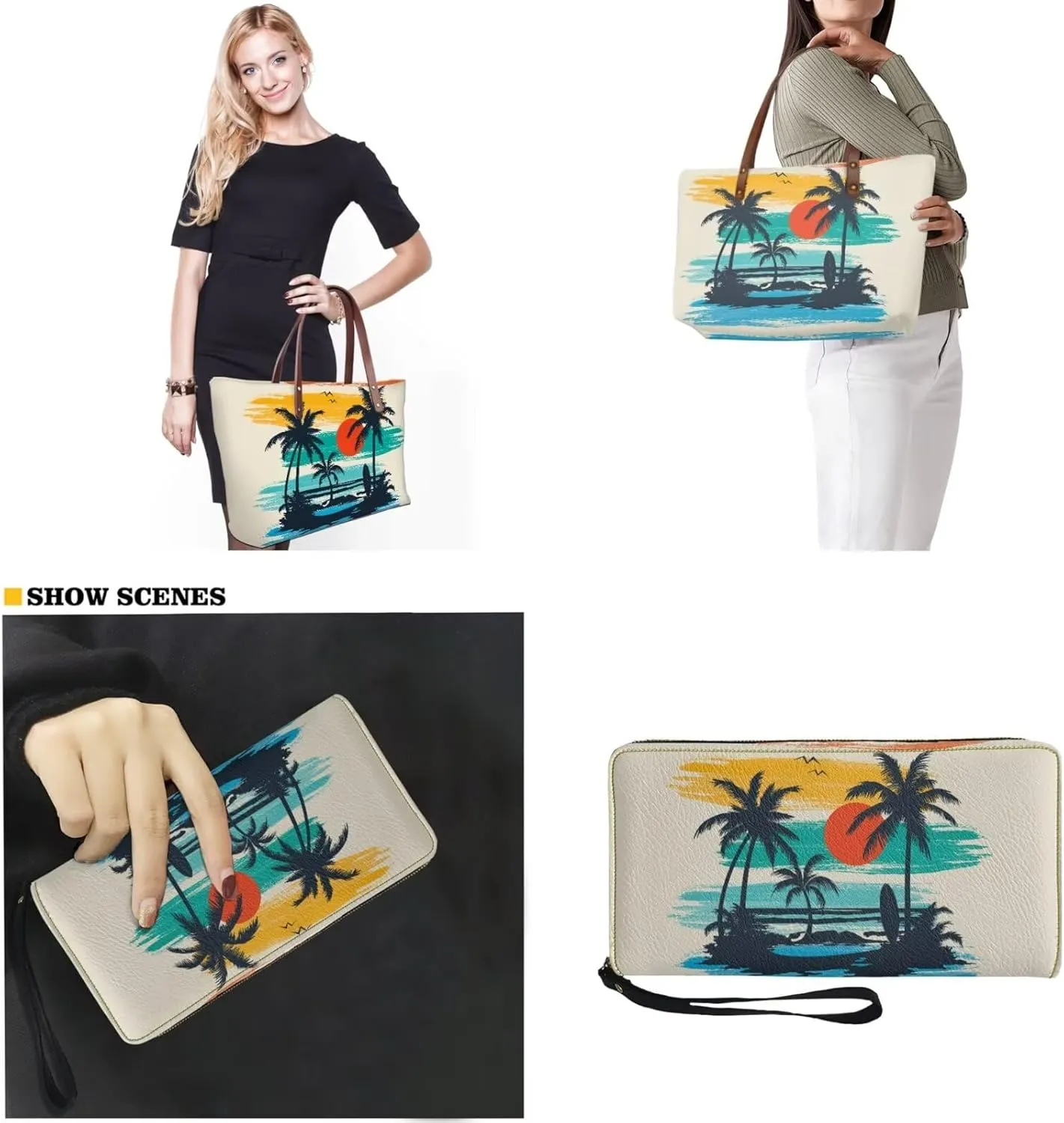 Women Handbags Wallet Tote Bag Shoulder Bag Top Handle Satchel Purse Set 2pcs