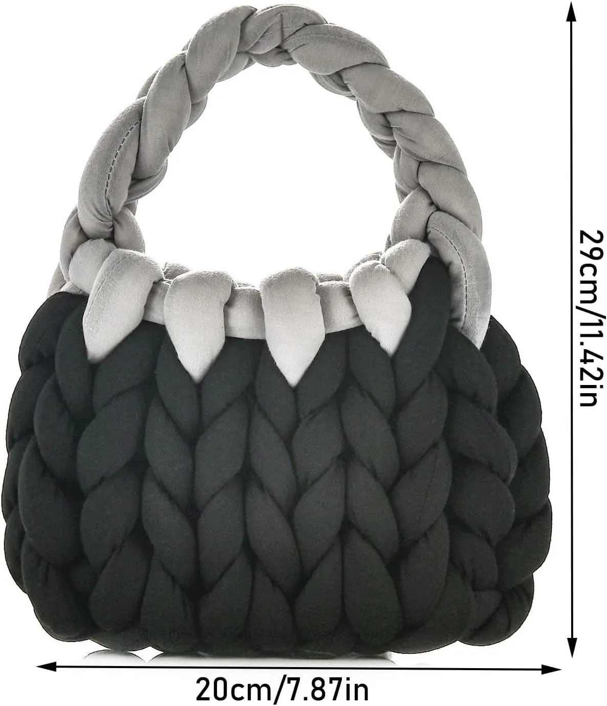 Women Handwoven Top-handle Bag Chunky Yarn Knitted Braided Tote Handbag Finger Crochet Wristlet Purse For Travel Daily