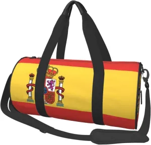 Women Men Flag Of Spain Round Duffel Weekender Bag Travel Bag