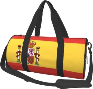 Women Men Flag of Spain Round Duffel Weekender Bag Travel Bag