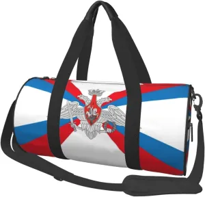 Women Men Russian Federation Ministry Defence Flag Round Duffel Weekender Bag Travel Bag