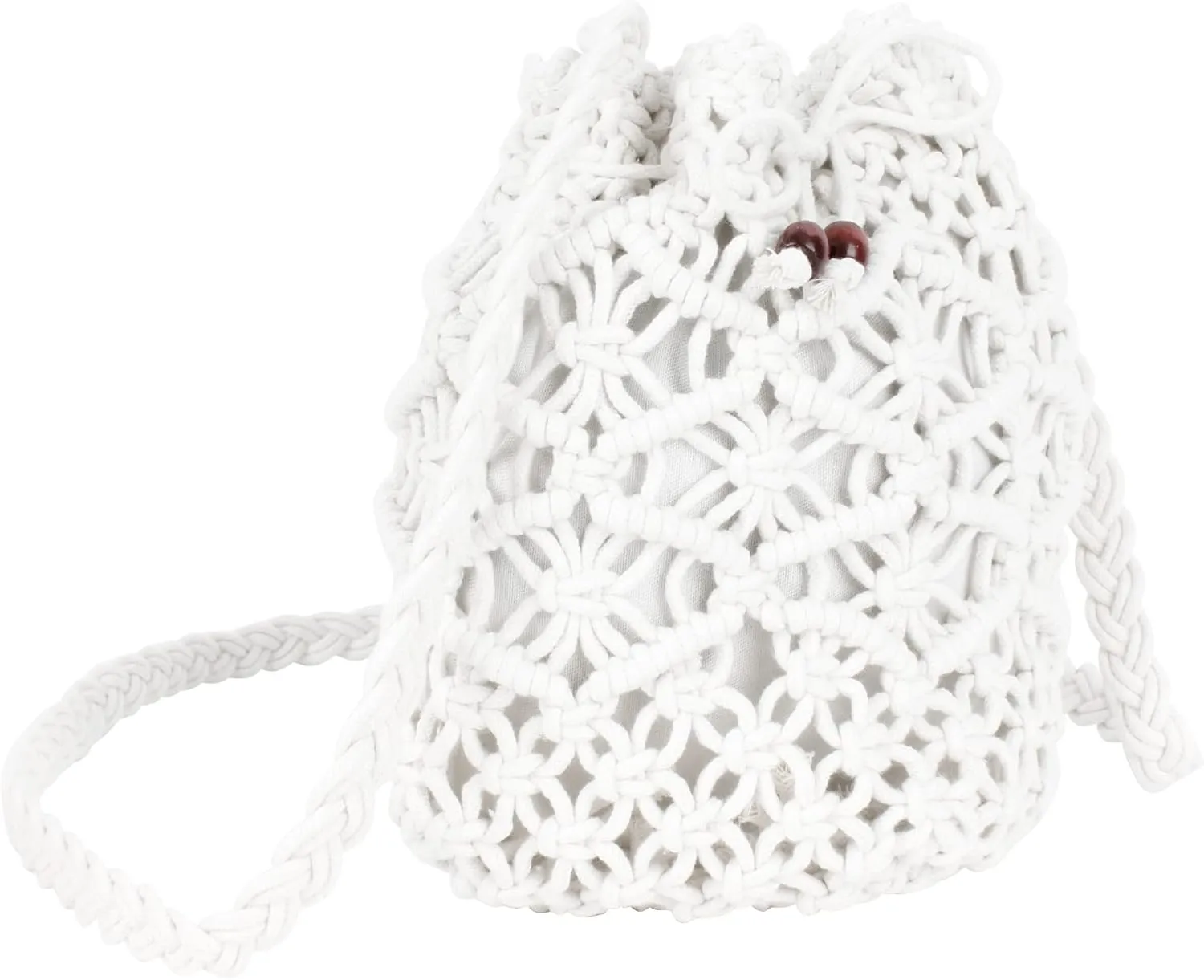 Women Mini Cotton Crochet Crossbody Bag Summer Beach Shoulder Bag Drawstring Purse