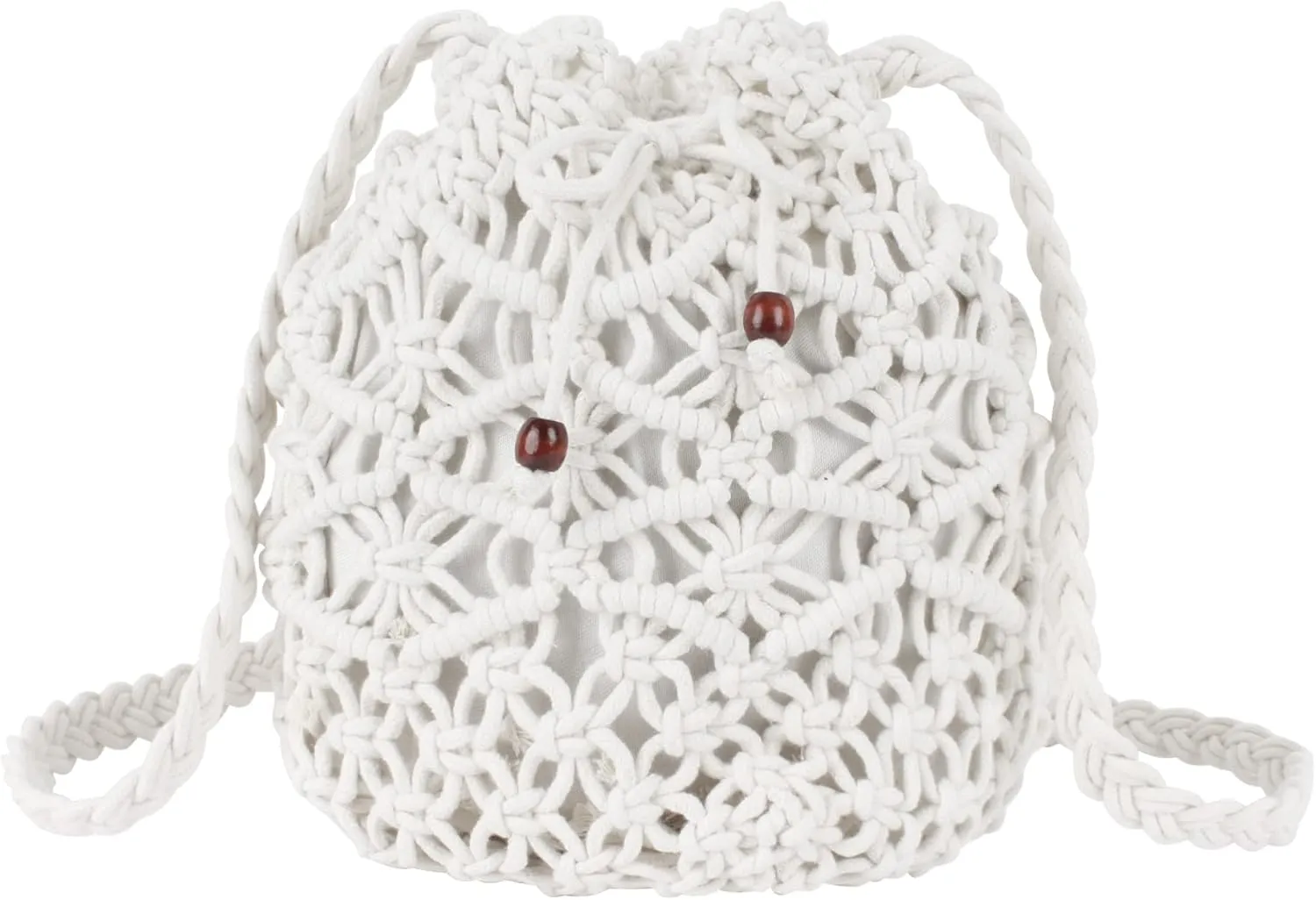 Women Mini Cotton Crochet Crossbody Bag Summer Beach Shoulder Bag Drawstring Purse