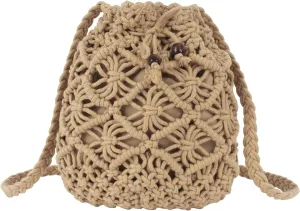 Women Mini Cotton Crochet Crossbody Bag Summer Beach Shoulder Bag Drawstring Purse