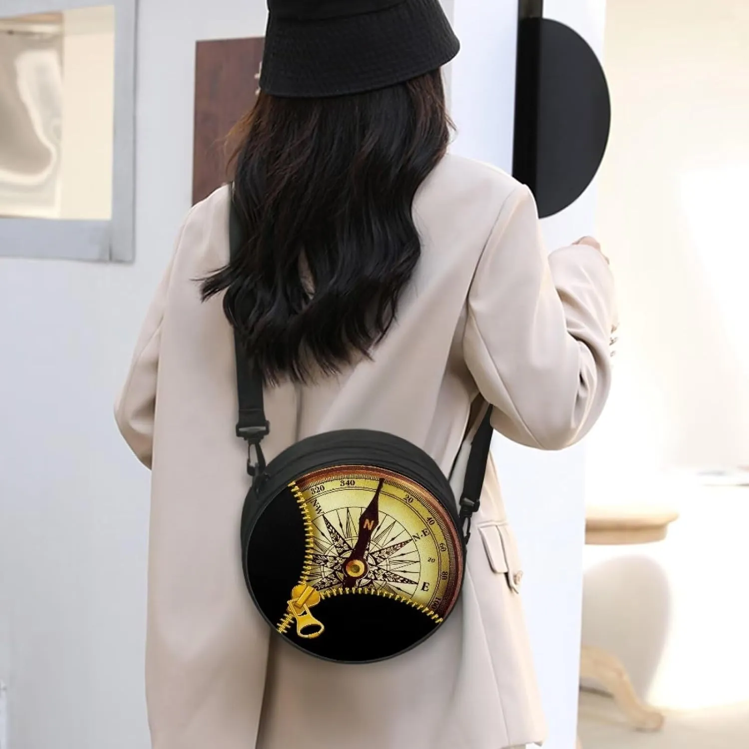 Women Novelty Round Clock Shape Zippered Clock Purses for Women Tote Handbag Shoulder Bag, Gift for Mom Girlfriend
