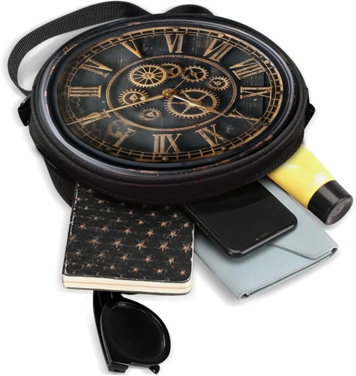 Women Novelty Round Clock Shape Zippered Clock Purses for Women Tote Handbag Shoulder Bag, Gift for Mom Girlfriend