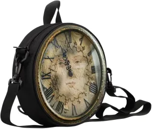 Women Novelty Round Clock Shape Zippered Clock Purses for Women Tote Handbag Shoulder Bag, Gift for Mom Girlfriend