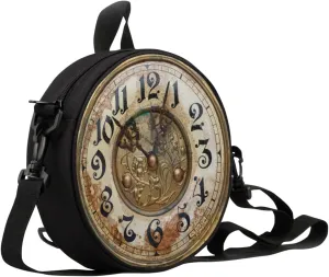 Women Novelty Round Clock Shape Zippered Clock Purses for Women Tote Handbag Shoulder Bag, Gift for Mom Girlfriend