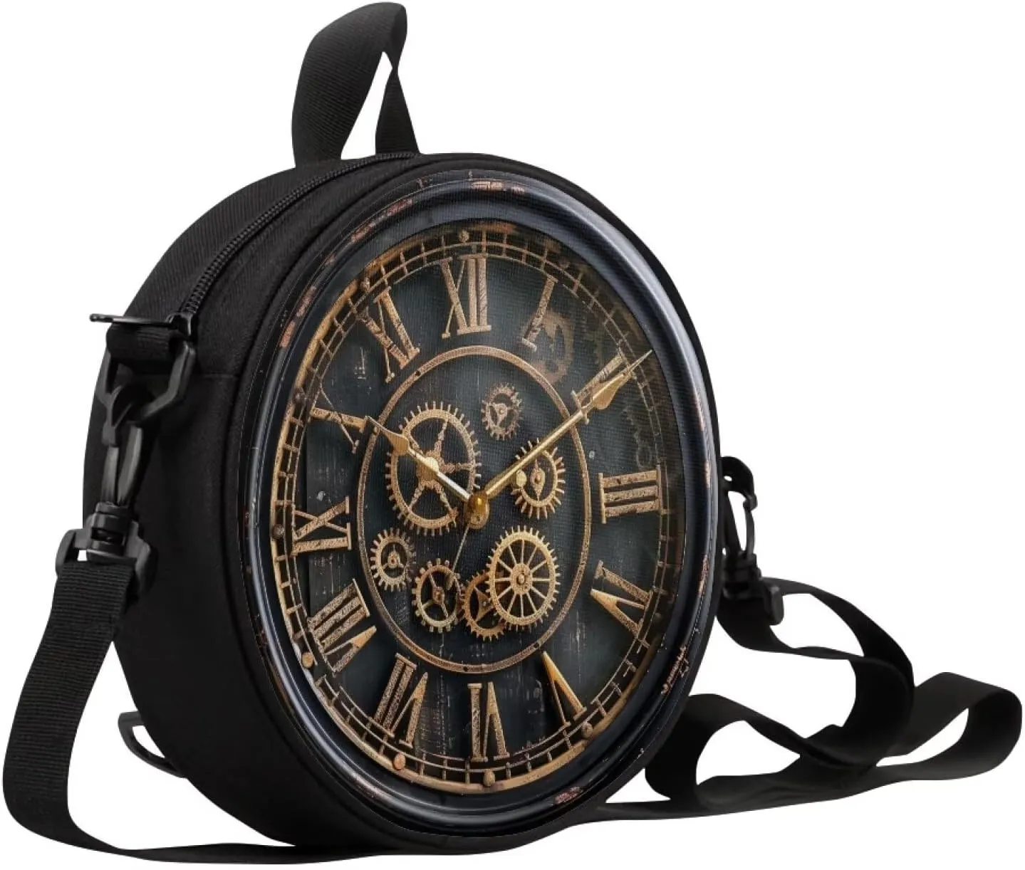 Women Novelty Round Clock Shape Zippered Clock Purses for Women Tote Handbag Shoulder Bag, Gift for Mom Girlfriend